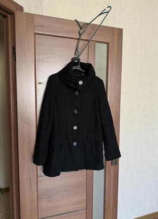 Стильне вовняне елегантне чорне пальто піджак s