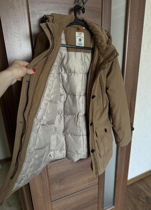 Куртка тёплая брендовая парка коричневая бежевая, горчичная размер м7 фото