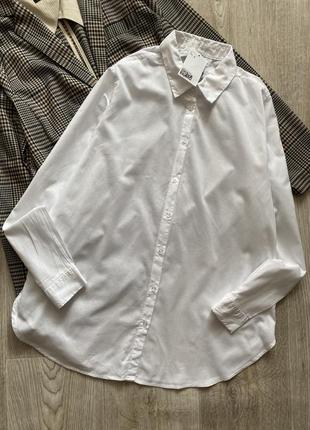 Hm женская хлопковая рубашка свободного кроя, рубашка оверсайз, сорочка , рубашка в стиле кэжуал, блузка, блуза свободного кроя3 фото