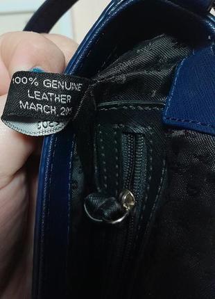 Фирменная кожанная сумка / сумочка синего цвета dkny genuine leather made in indonesia10 фото