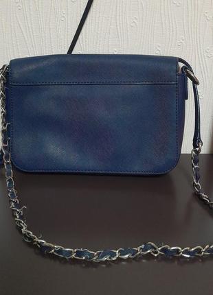 Фирменная кожанная сумка / сумочка синего цвета dkny genuine leather made in indonesia2 фото