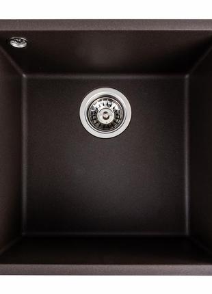Гранітна мийка для кухні platinum 4040 ruba матова темна скеля