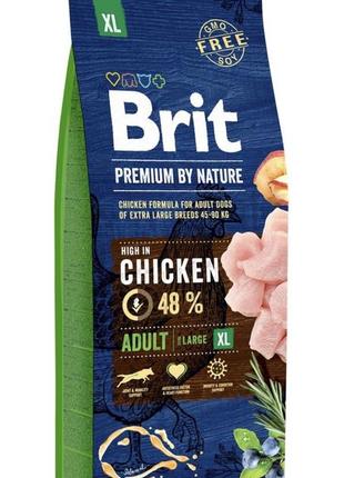 Сухой корм для взрослых собак гигантских пород (весом от 45 кг) brit premium adult xl 15 кг (курица)