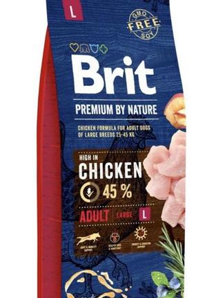 Сухой корм для собак brit premium dog adult l 15 кг - курица