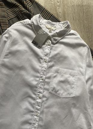 Hm хлопковая рубашка оверсайз, белая рубашка оверсайз, сорочка, блузка, рубашка в стиле кэжуал, блузка, блуза свободного крля2 фото