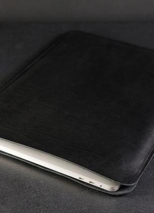 Чехол - карман из натуральной кожи для macbook (размеры есть для любой модели), цвет черный