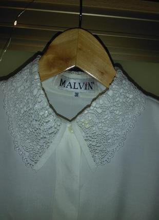 Винтажная блуза / рубашка с кружевом malvin (100% вискоза)6 фото