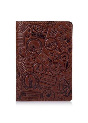 Обложка для паспорта  hiart pc-01 crystal сognac "let's go travel"