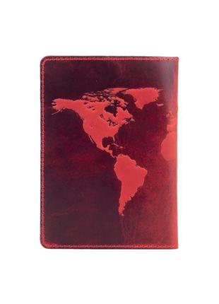 Обкладинка для паспорта hiart pc-01 shabby red berry "world map"3 фото