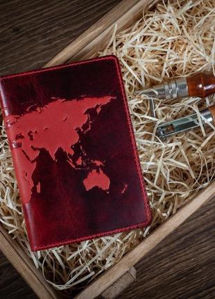 Обкладинка для паспорта hiart pc-01 shabby red berry "world map"
