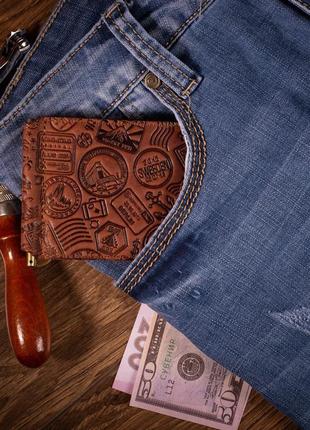 Зажим для денег hiart mc-01 shabby сognac "let's go travel"