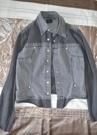 Trussardi jeans джинсовая куртка с трикотажными вставками1 фото