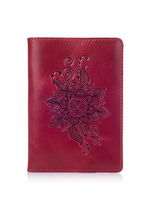 Обкладинка для паспорта hiart pc-01 crystal red "mehendi classic"2 фото