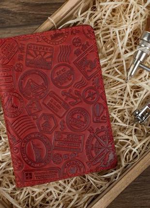 Обложка для паспорта  hiart pc-01 shabby red berry "let's go travel"