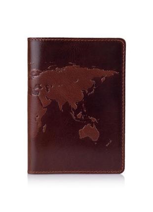 Обложка для паспорта  hiart pc-01 crystal сognac "world map"