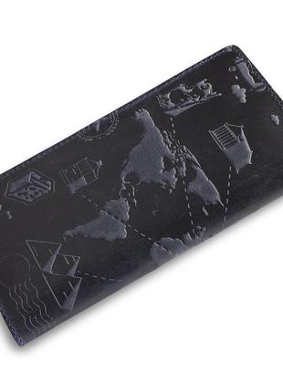Синій шкіряний гаманець hi art wp-02 shabby ink "7 wonders of the world"