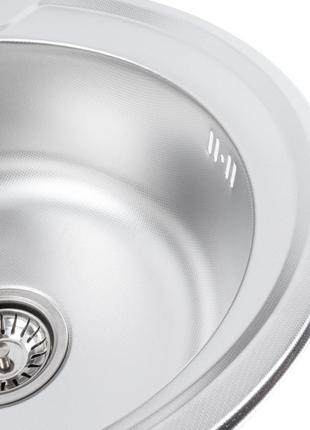 Кухонна мийка з нержавіючої сталі platinum декор 490 (0,8/180 мм)3 фото
