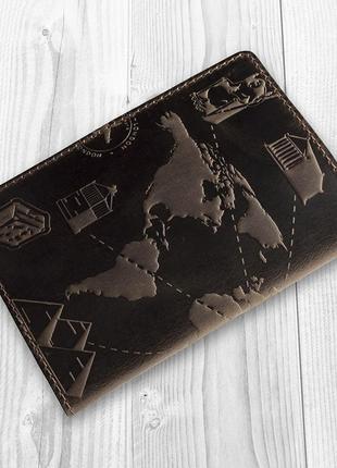 Обложка для паспорта hiart pc-01 shabby gavana brown "7 wonders of the world"2 фото