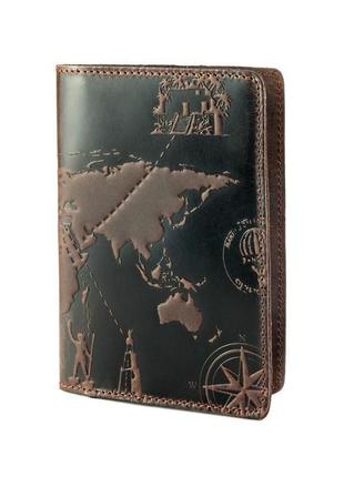 Обложка для паспорта hiart pc-02 shabby olive "7 wonders of the world"