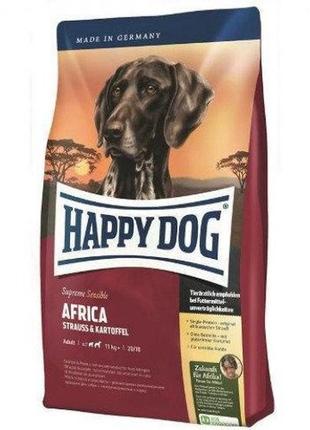 Корм happy dog sensible africa 12,5 кг - для взрослых собак с мясом страуса и картофельными хлопьями