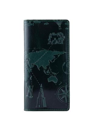 Зелений шкіряний гаманець hi art wp-02 crystal green "7 wonders of the world"