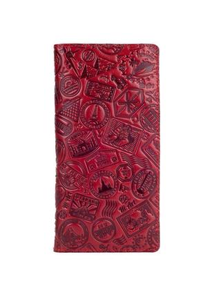 Красный кожаный бумажник hi art wp-02 crystal red  "let's go travel"