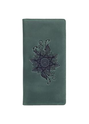 Зелений шкіряний гаманець hi art wp-02 shabby alga "mehendi classic"