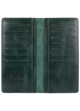Зеленый кожаный бумажник hi art wp-02 crystal green2 фото