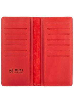 Красный кожаный бумажник hi art wp-02 shabby red berry3 фото