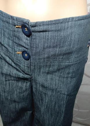 Трендовые удлиненные шорты бермуды темно серый джинс, интересные детали с пуговицами3 фото