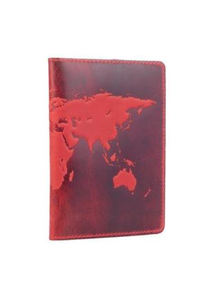 Обкладинка для паспорта hiart pc-02 shabby red berry "world map"3 фото