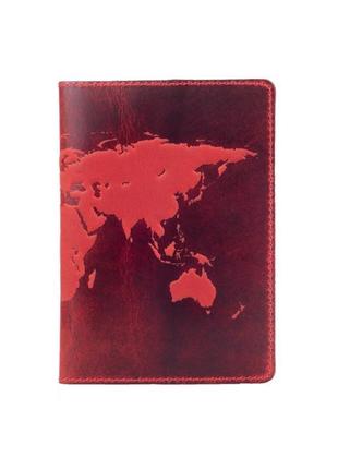 Обкладинка для паспорта hiart pc-02 shabby red berry "world map"4 фото