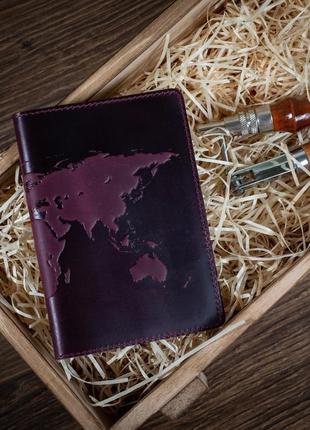 Обкладинка для паспорта hiart pc-02 shabby plum "world map"1 фото