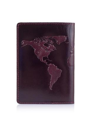 Обкладинка для паспорта hiart pc-03 crystal sangria "world map"2 фото
