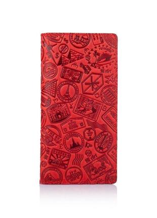 Кожаный бумажник hi art wp-02  shabby red berry "let's go travel"1 фото