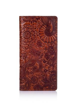 Янтарный кожаный бумажник hi art wp-02 crystal amber  "mehendi art"