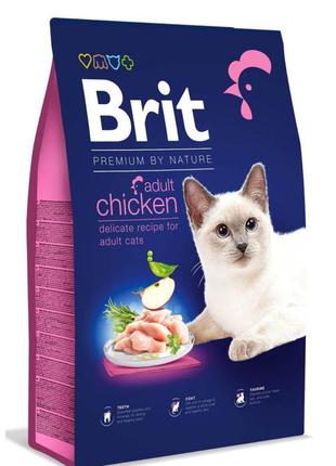 Сухой корм для кошек brit premium by nature cat adult chicken 8 кг (курица)