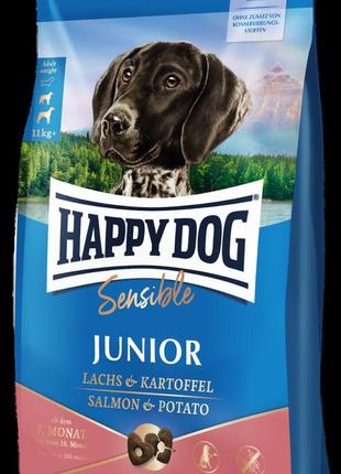 Happy dog (хеппі дог) junior salmon&potato - сухий беззерновий корм для юніорів середніх та великих порід, 10 кг