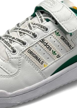 Женские кроссовки adidas originals forum 84 low white olive белые с зеленым кожаные адидас форум6 фото