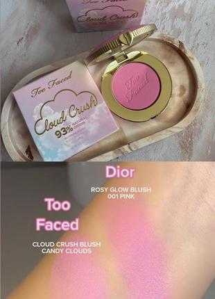 Матовые румяна too faced cloud crush blurring blush candy clouds