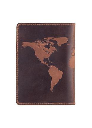 Обкладинка для паспорта hiart pc-01 shabby cumaru "world map"3 фото