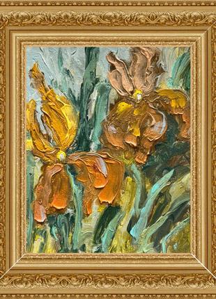 Картина ирисы импрессионизм цветы в рамке2 фото