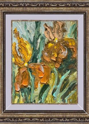 Картина іриси імпресіонізм квіти в рамці1 фото