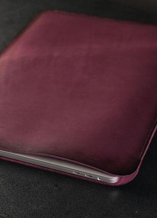 Чехол - карман из натуральной кожи для macbook (размеры есть для любой модели), цвет бордовый