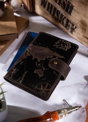 Кожаное портмоне для паспорта/іd документов hiart shabby gavana brown "7 wonders of the wonder''