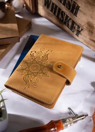 Шкіряне портмоне для паспорта / id документів hiart pb-02/1 shabby honey "mehendi classic"
