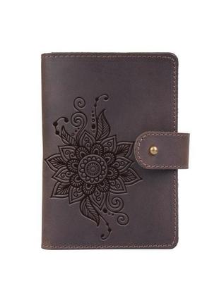 Шкіряне портмоне для паспорта / id документів hiart pb-02/1 shabby gavana brown "mehendi classic"