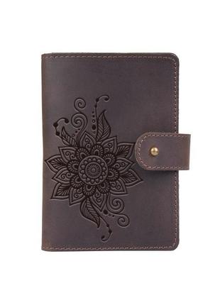 Кожаное портмоне для паспорта / id документов hiart pb-02/1 shabby gavana brown "mehendi classic"