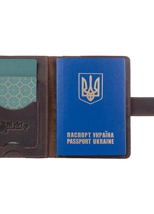 Кожаное портмоне для паспорта / id документов hiart pb-02/1 shabby gavana brown "mehendi classic"3 фото