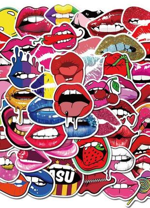 Набор виниловых наклеек стикеров (наклеек) губки поцелуи стикербомбинг на авто телефон ноутбук стену 50шт